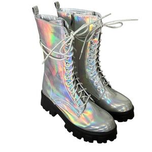 N.Y.L.A. Silver Combat Boots
